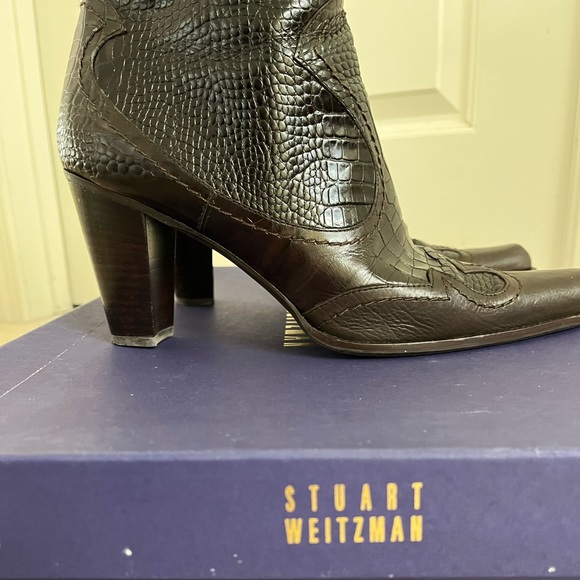 Brown heeled leather western boots, size 9.5 - Picture 4 of 4